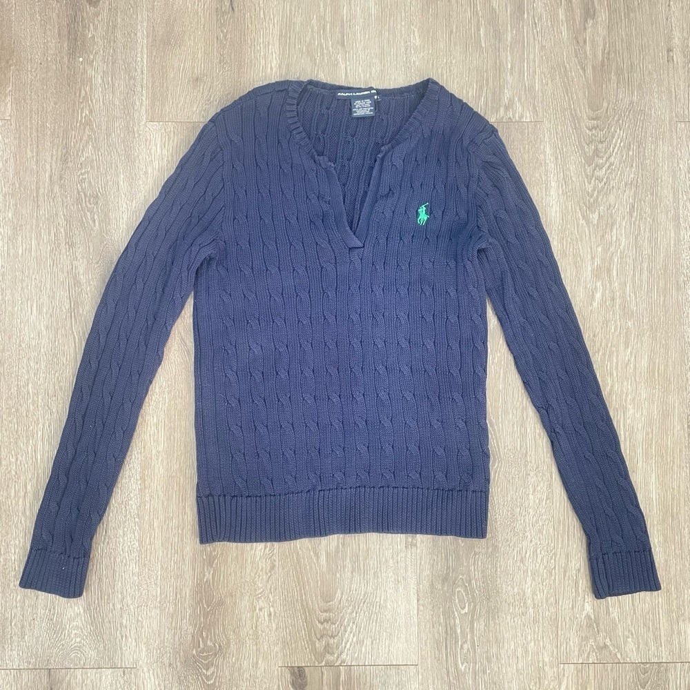 Ralph Lauren Blue Label Navy V-Neck Sweater